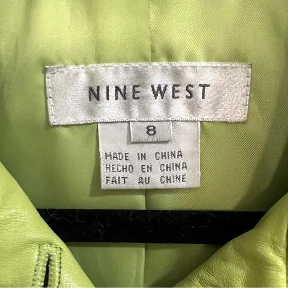 Vintage Nine West Women's Lime Green Leather Jacket - Picture 3 of 3